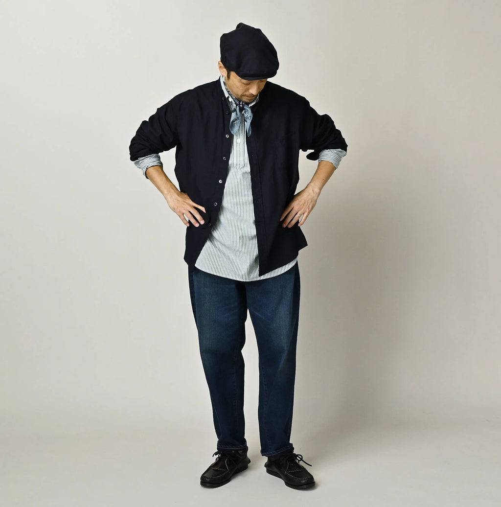 Indigo Compact Damp 908 Stand Collar Shirt