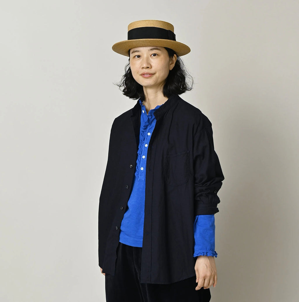 Indigo Compact Damp 908 Stand Collar Shirt