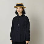 Indigo Compact Damp 908 Stand Collar Shirt