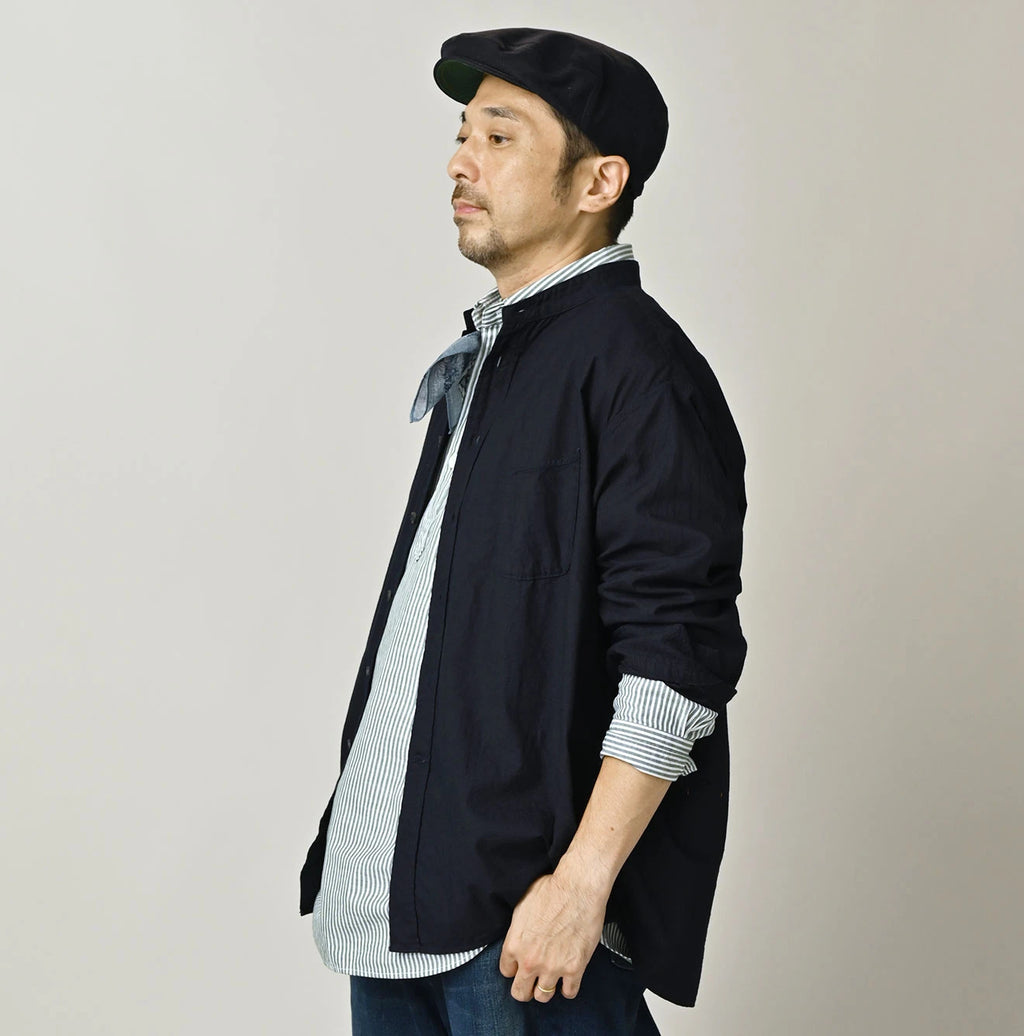 Indigo Compact Damp 908 Stand Collar Shirt