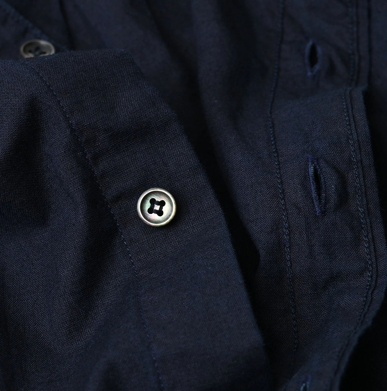 Indigo Compact Damp 908 Stand Collar Shirt