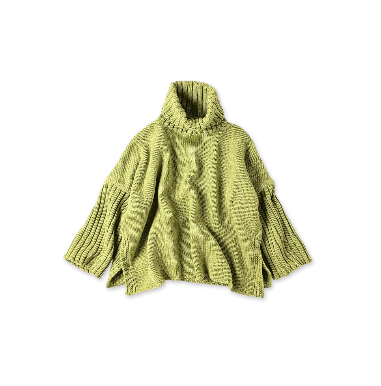 Cashmere Poncho Yellow Green Top