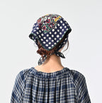 Supima Aya Gingham Check Flower Bandana Female Model