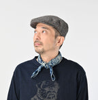 Indigo Supima Aya Gingham Check Flower Bandana Male Model