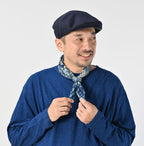 Indigo Supima Aya Gingham Check Flower Bandana Male Model