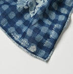 Indigo Supima Aya Gingham Check Flower Bandana Detail