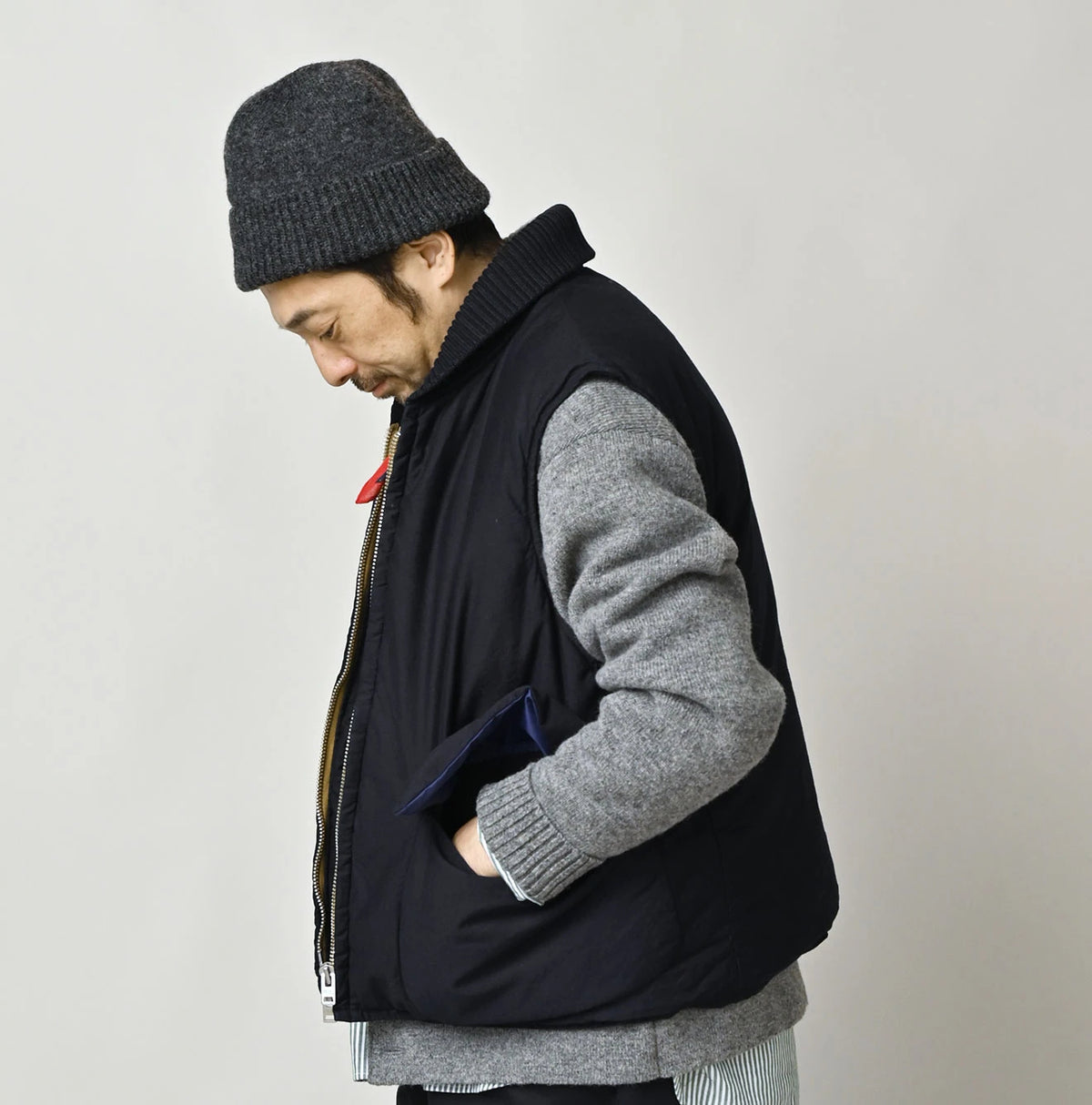 Indigo Thin Back Satin x Nylon 908 Vest