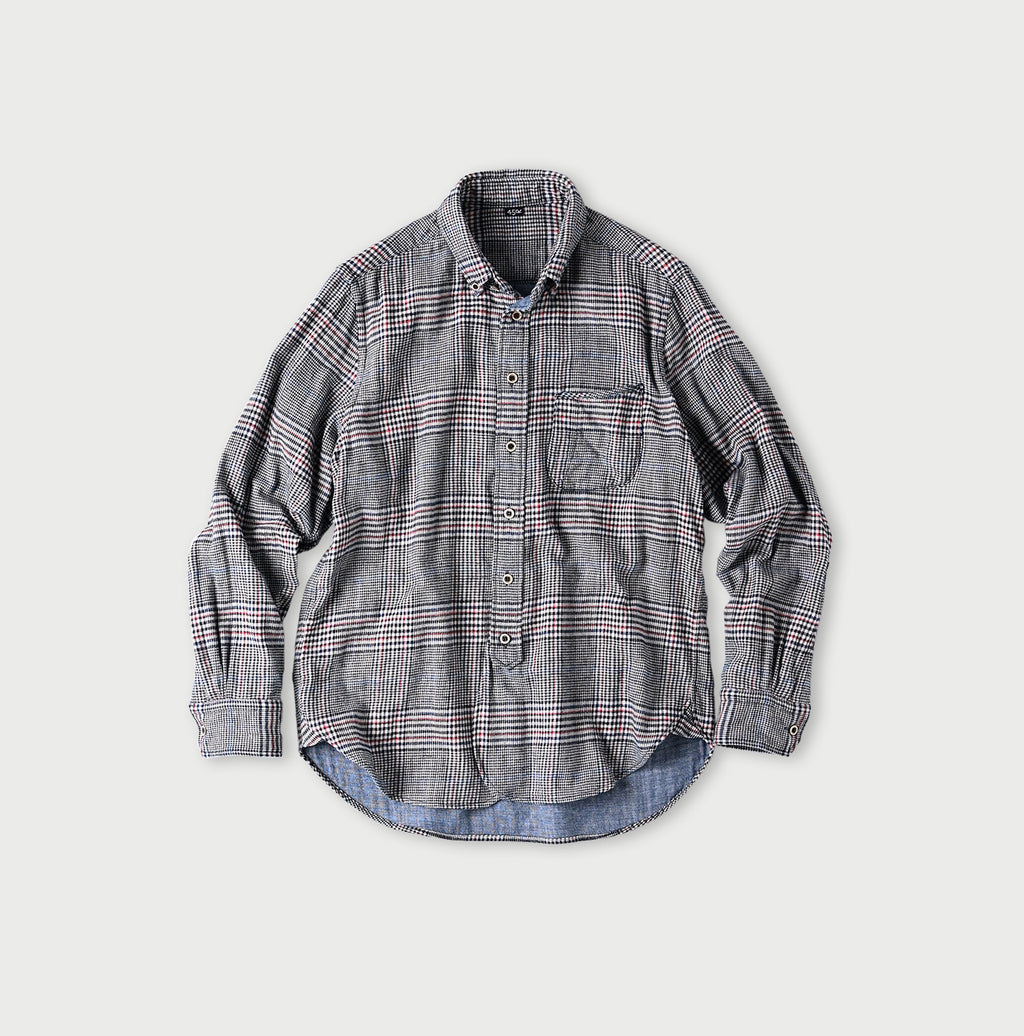 Double Woven 908 Loafer Button Down Shirt Indigo Glen Check