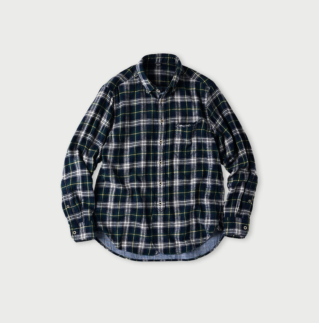 Double Woven 908 Loafer Button Down Shirt Indigo Black Watch