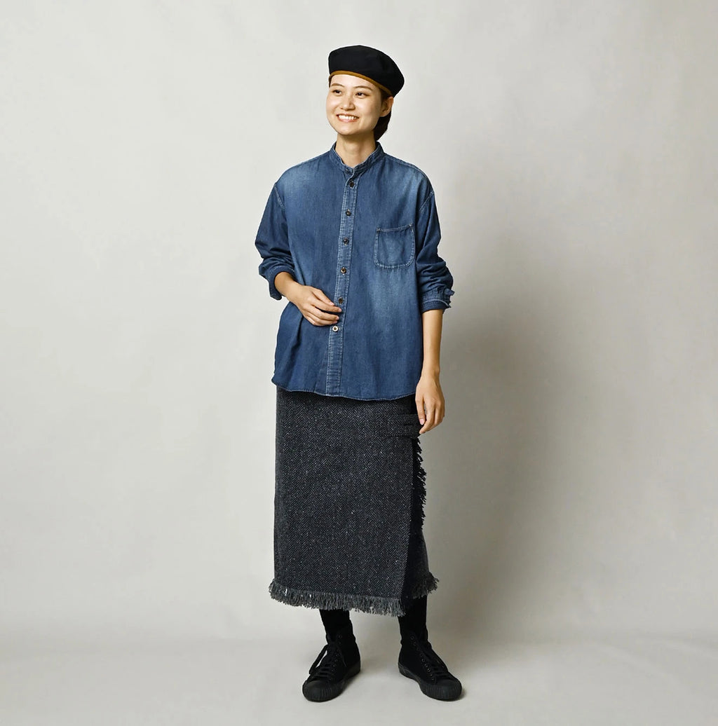 4.5 oz Shirt Denim 908 Stand Collar Shirt