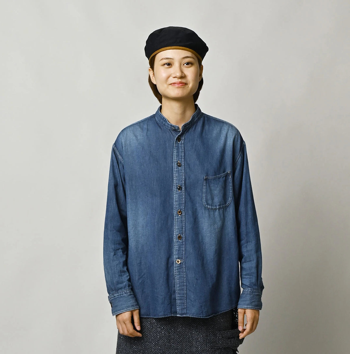 4.5 oz Shirt Denim 908 Stand Collar Shirt
