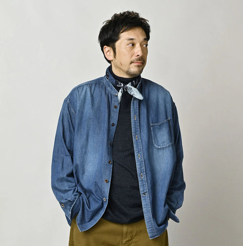 4.5 oz Shirt Denim 908 Stand Collar Shirt