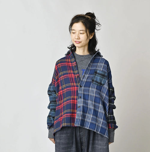 Indigo Takaramono Indian Patchwork 908 Uma Shirt