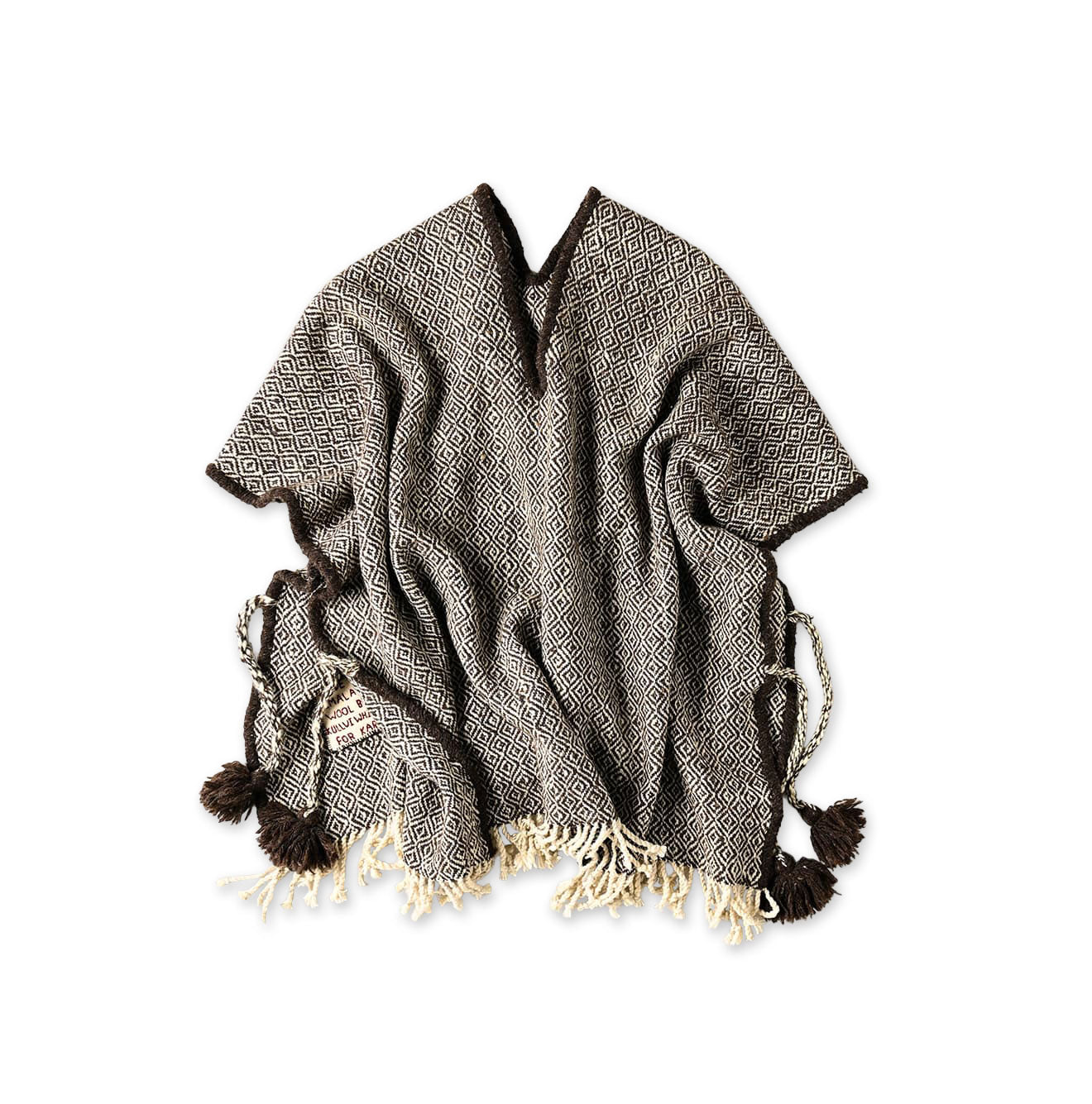 Kardo Himalayan Wool Poncho Diamond Pattern