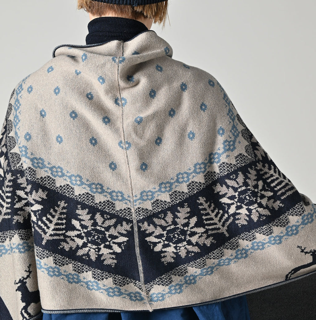 Indigo Snow Pattern Supima Cotton Stole Detail