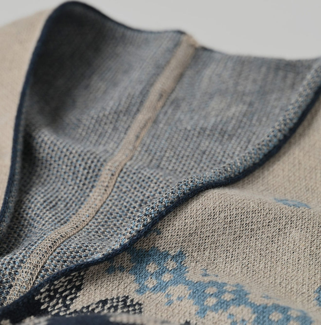 Indigo Snow Pattern Supima Cotton Stole Detail