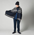 Indigo Snow Pattern Supima Cotton Stole Female Model