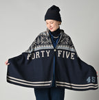 Indigo Snow Pattern Supima Cotton Stole Female Model