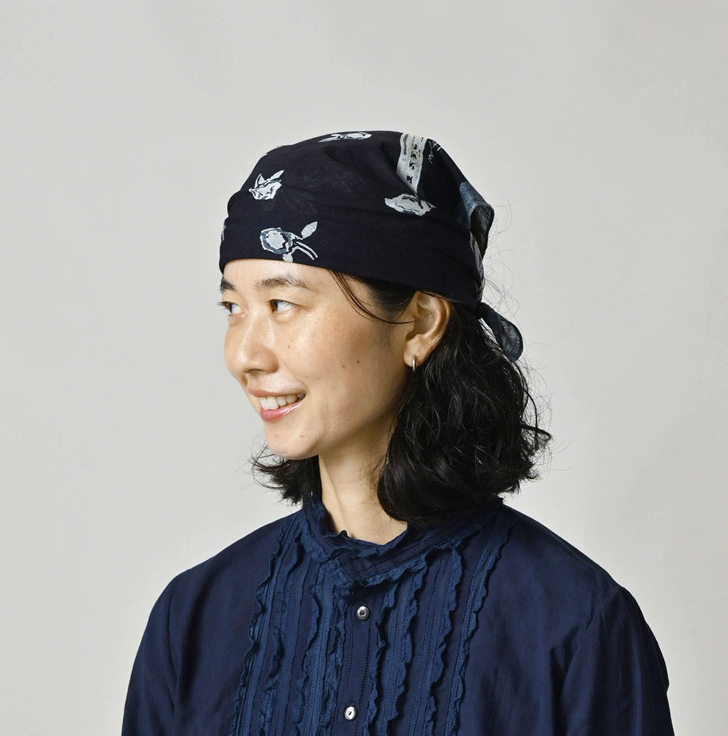 Indigo Gauze Komon Bandana
