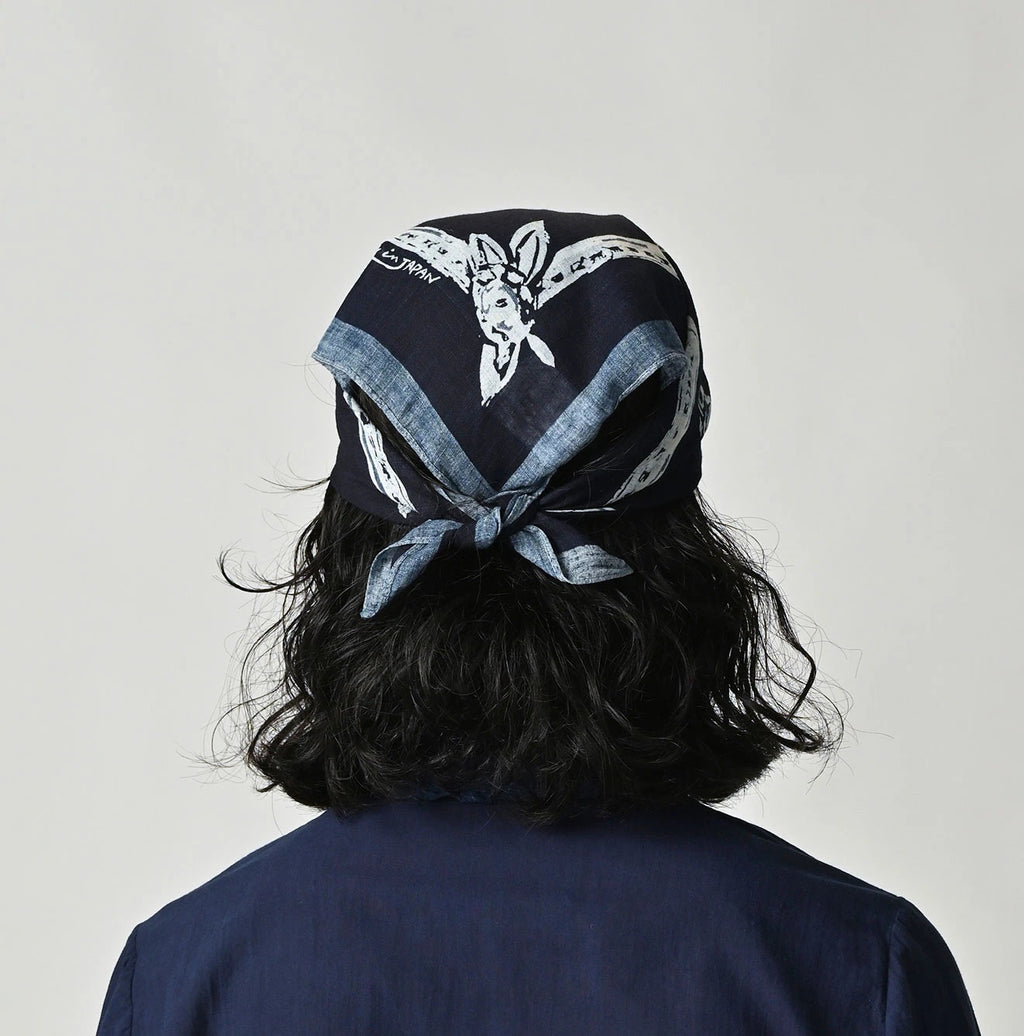 Indigo Gauze Komon Bandana