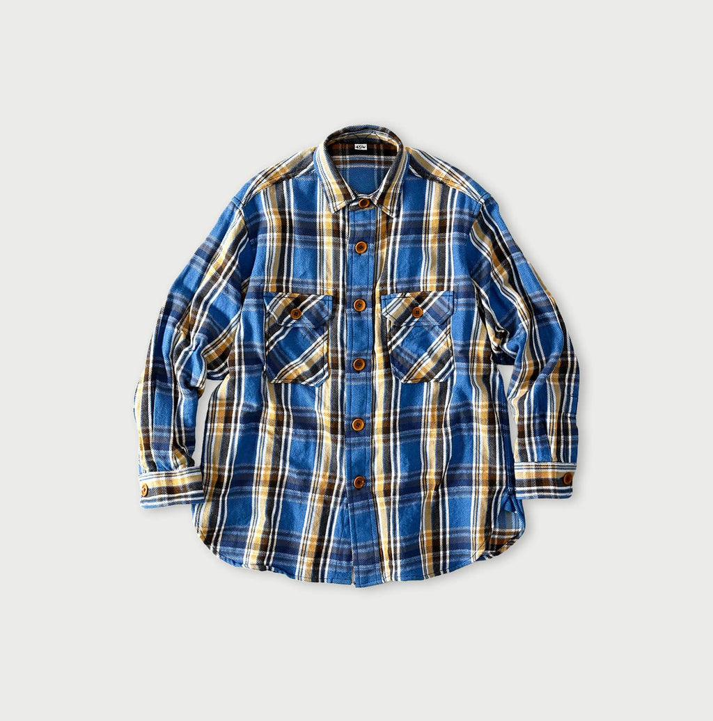 Zakkuri Indian Flannel 908 Over Shirt Blue x Beige