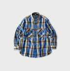 Zakkuri Indian Flannel 908 Over Shirt Blue x Beige