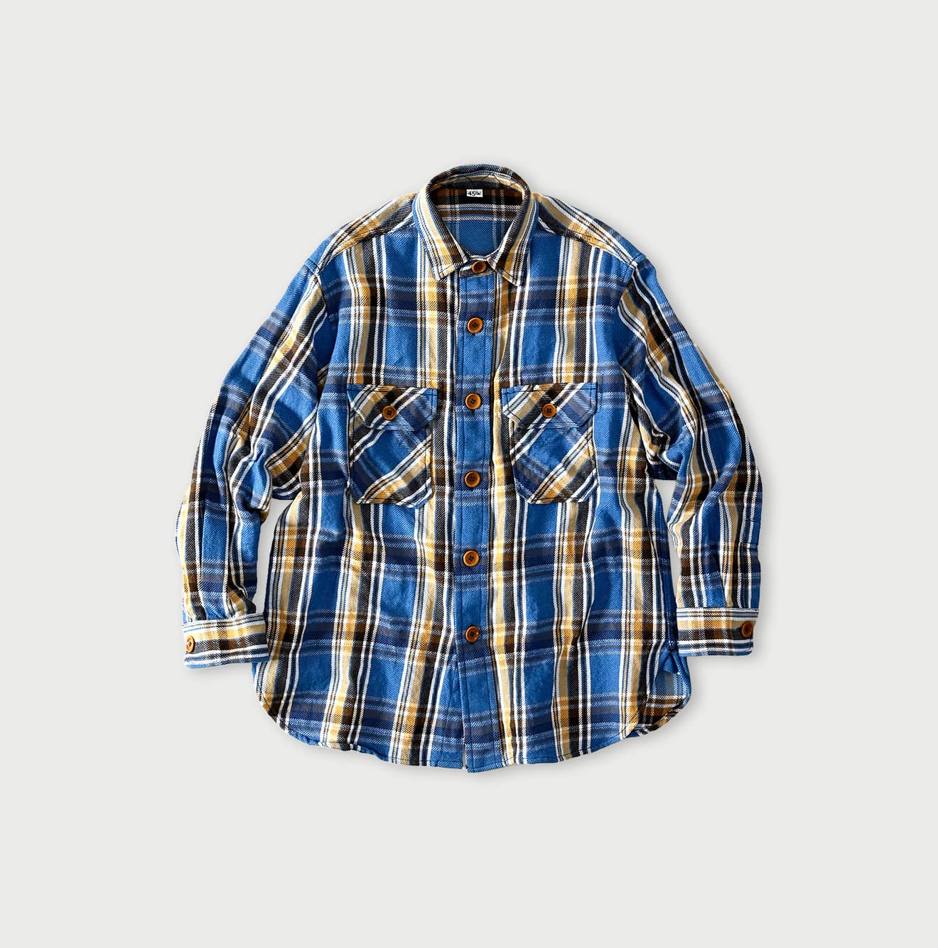 Zakkuri Indian Flannel 908 Over Shirt Blue x Beige
