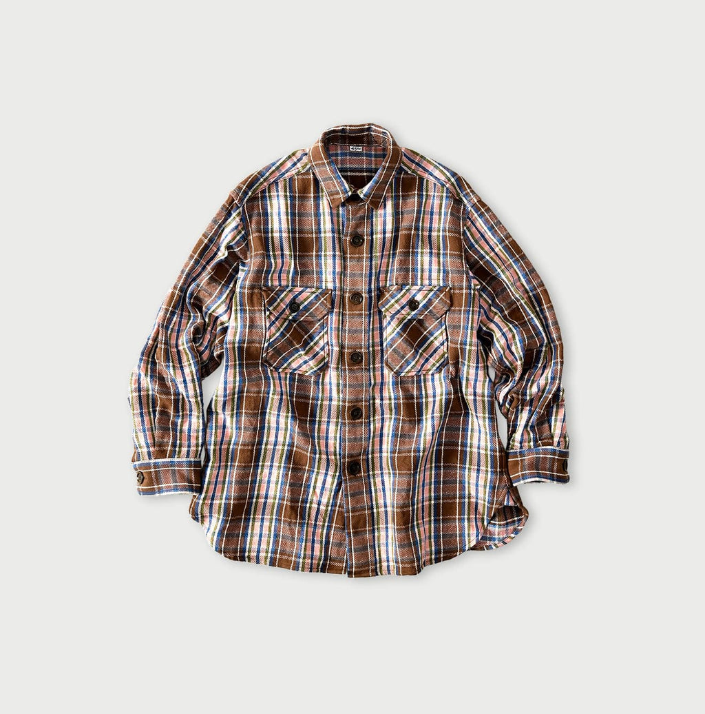 Zakkuri Indian Flannel 908 Over Shirt Brown x Saxe