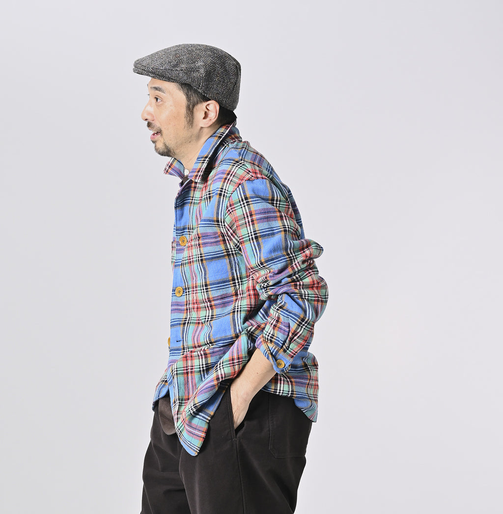 Indian Flannel Tartan 4-pocket Shirt Male Model
