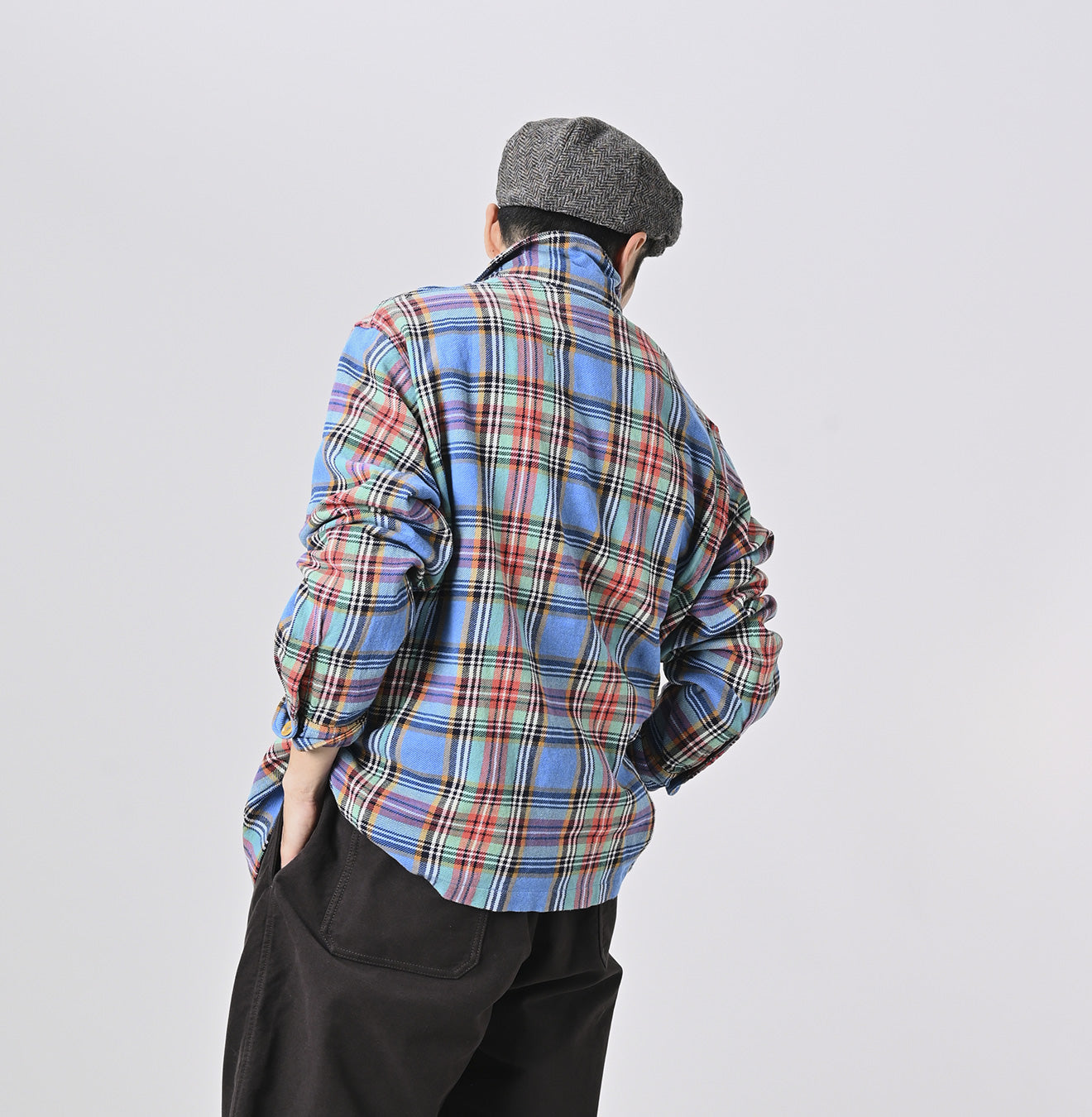 Indian Flannel Tartan 4-pocket Shirt Male Model