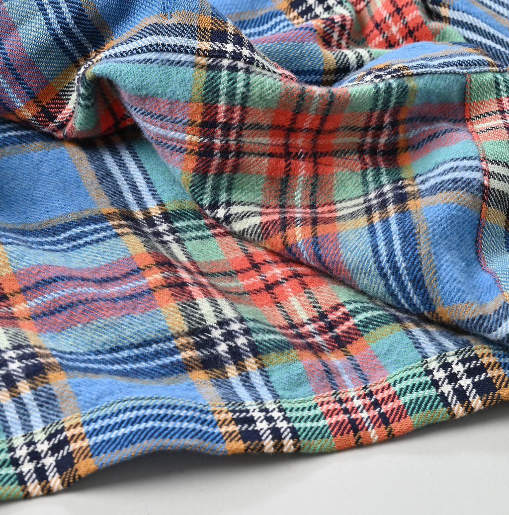 Indian Flannel Tartan 4-pocket Shirt Detail