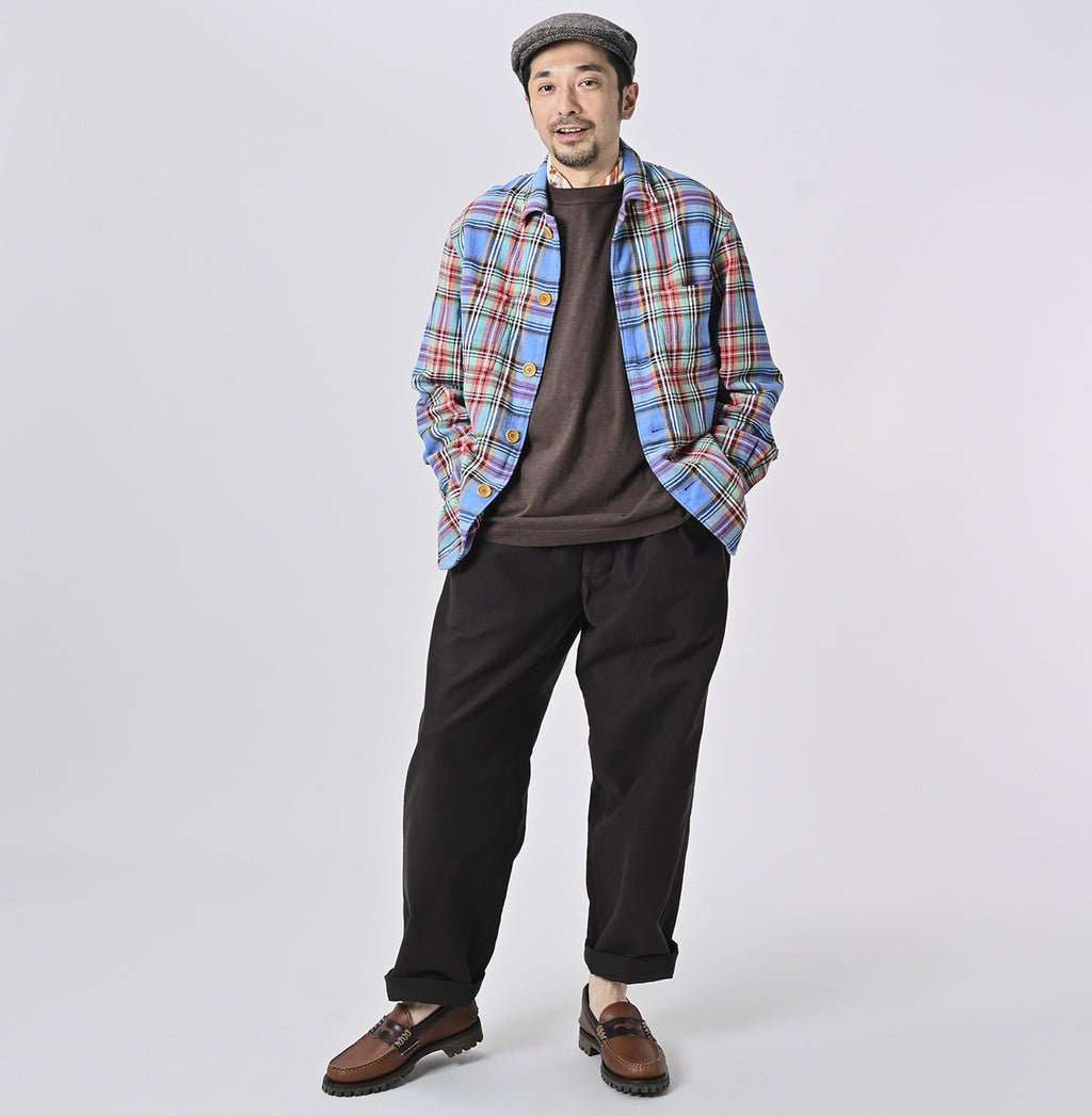 Indian Flannel Tartan 4-pocket Shirt Male Model