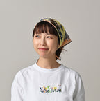 Gauze Flower Bouquet Aya Bandana Pink on Female Model