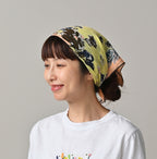 Gauze Flower Bouquet Aya Bandana Pink on Female Model