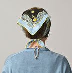 Gauze Flower Bouquet Aya Bandana Saxe on Female Model