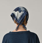 Indigo Gauze Aya Picture Book Bandana Female Model