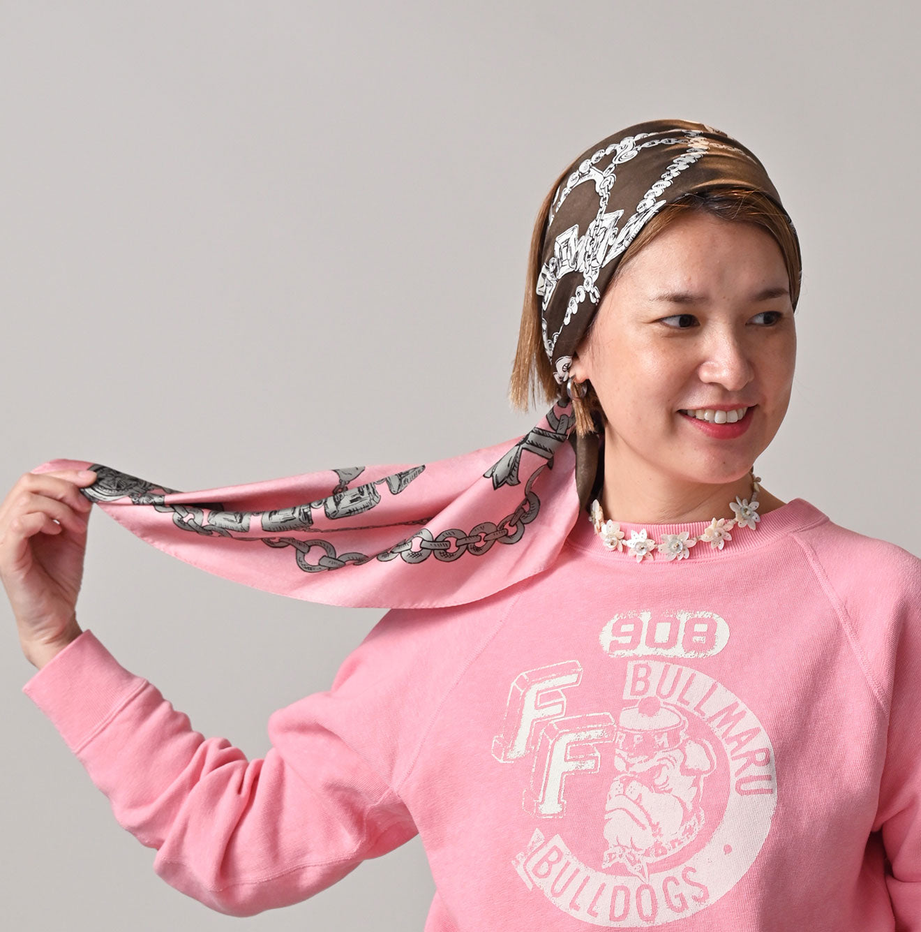 Silk Bandana Offcuts Stole Female Model