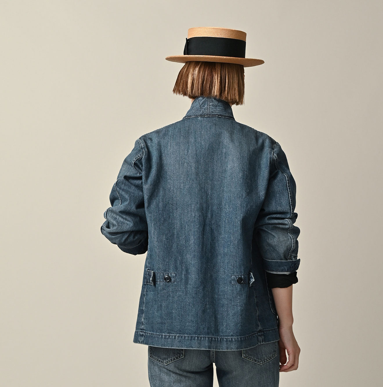 Rye Mugi Denim 908 Jacquarde Distressed Female Model