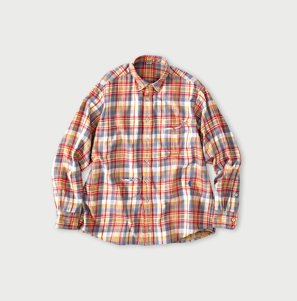 Indian Double Woven 908 Ocean Button Down Shirt PInk