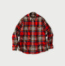 Indian Double Woven 908 Ocean Button Down Shirt Red Tartan Check