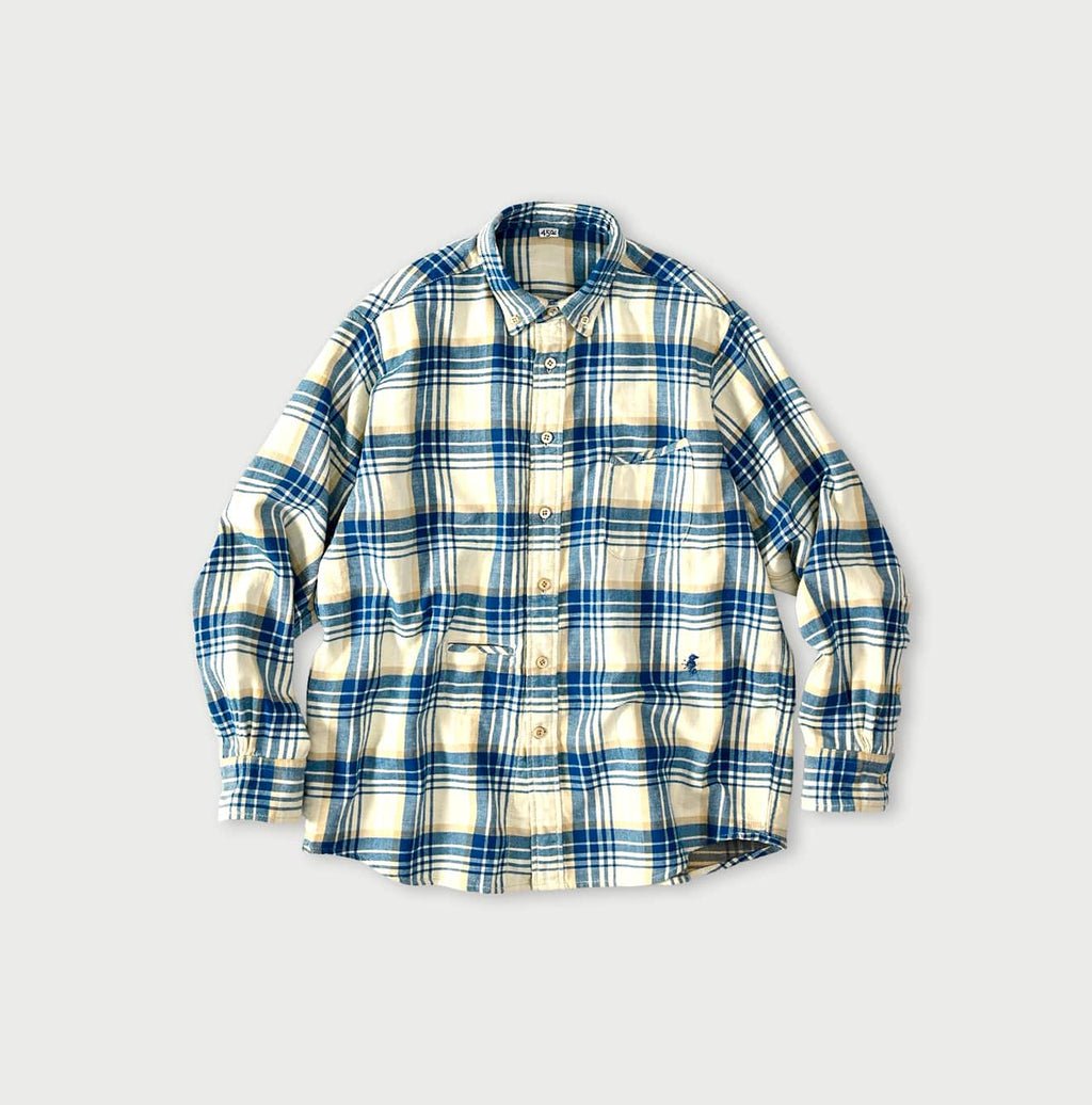Indian Double Woven 908 Ocean Button Down Shirt Saxe x White