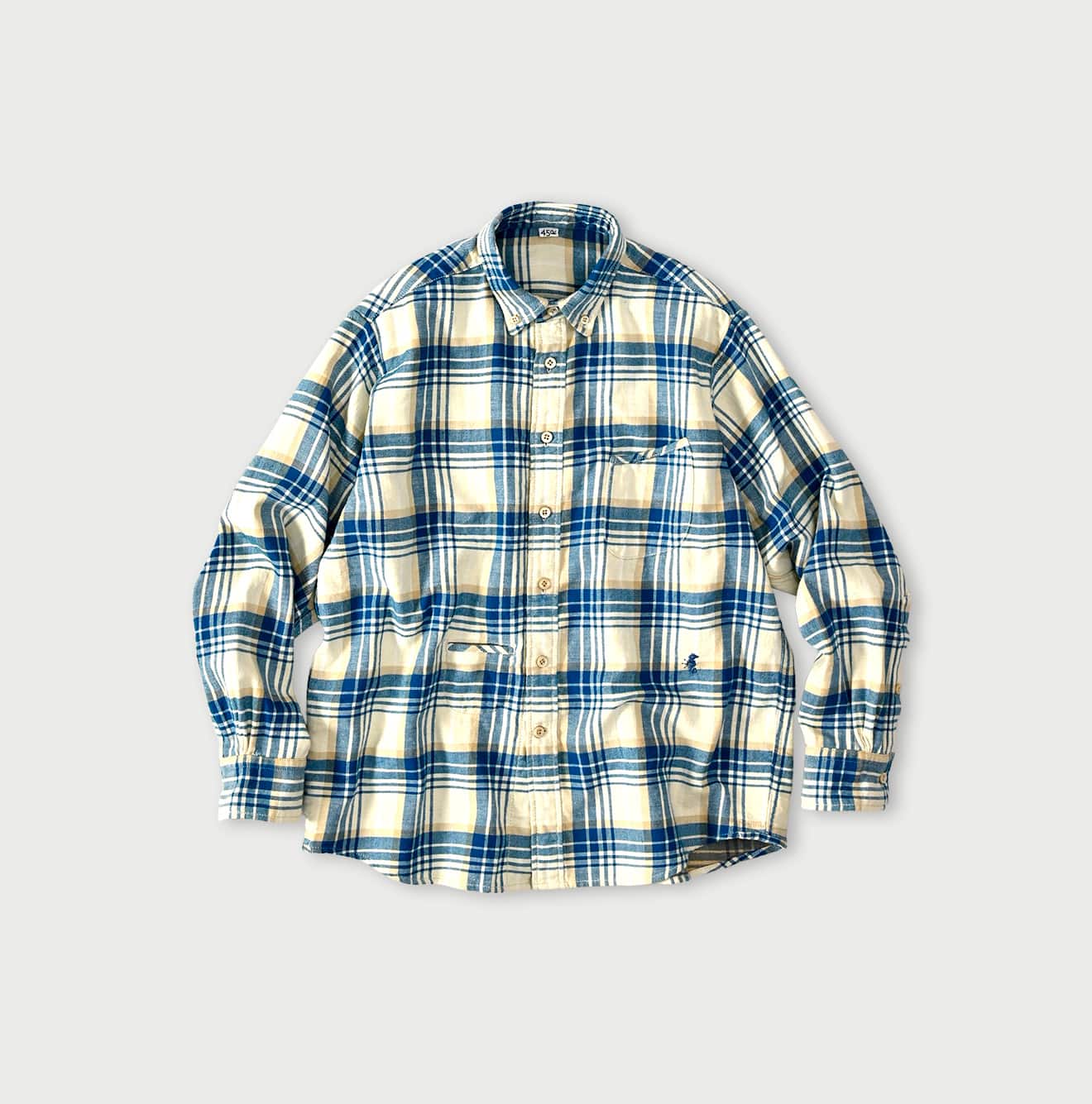 Indian Double Woven 908 Ocean Button Down Shirt Saxe x White