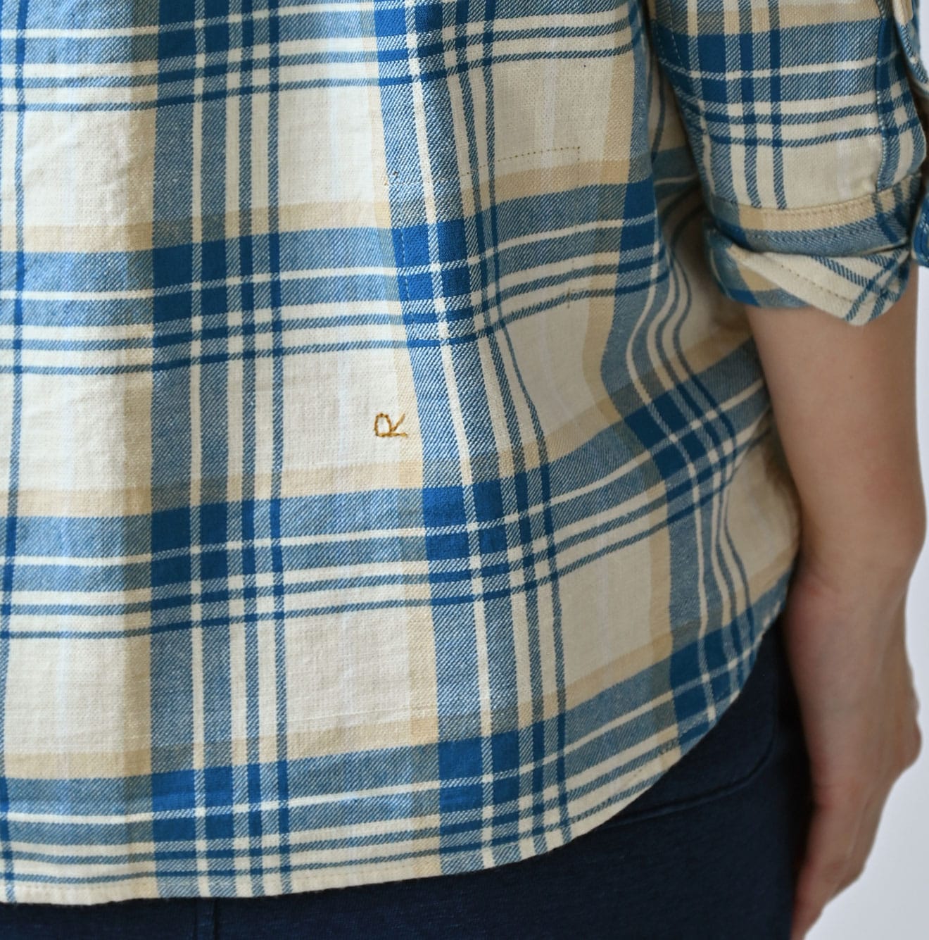 Indian Double Woven 908 Ocean Button Down Shirt Detail