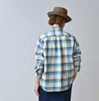 Indian Double Woven 908 Ocean Button Down Shirt Female Model