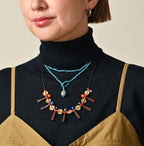 Glass Beads x Leather Choker Female Model