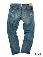 Tapered Five Pocket Hikohime Denim Cotton Pants Distressed