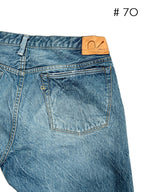 Tapered Five Pocket Hikohime Denim Cotton Pants Distressed
