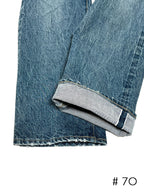 Tapered Five Pocket Hikohime Denim Cotton Pants Distressed