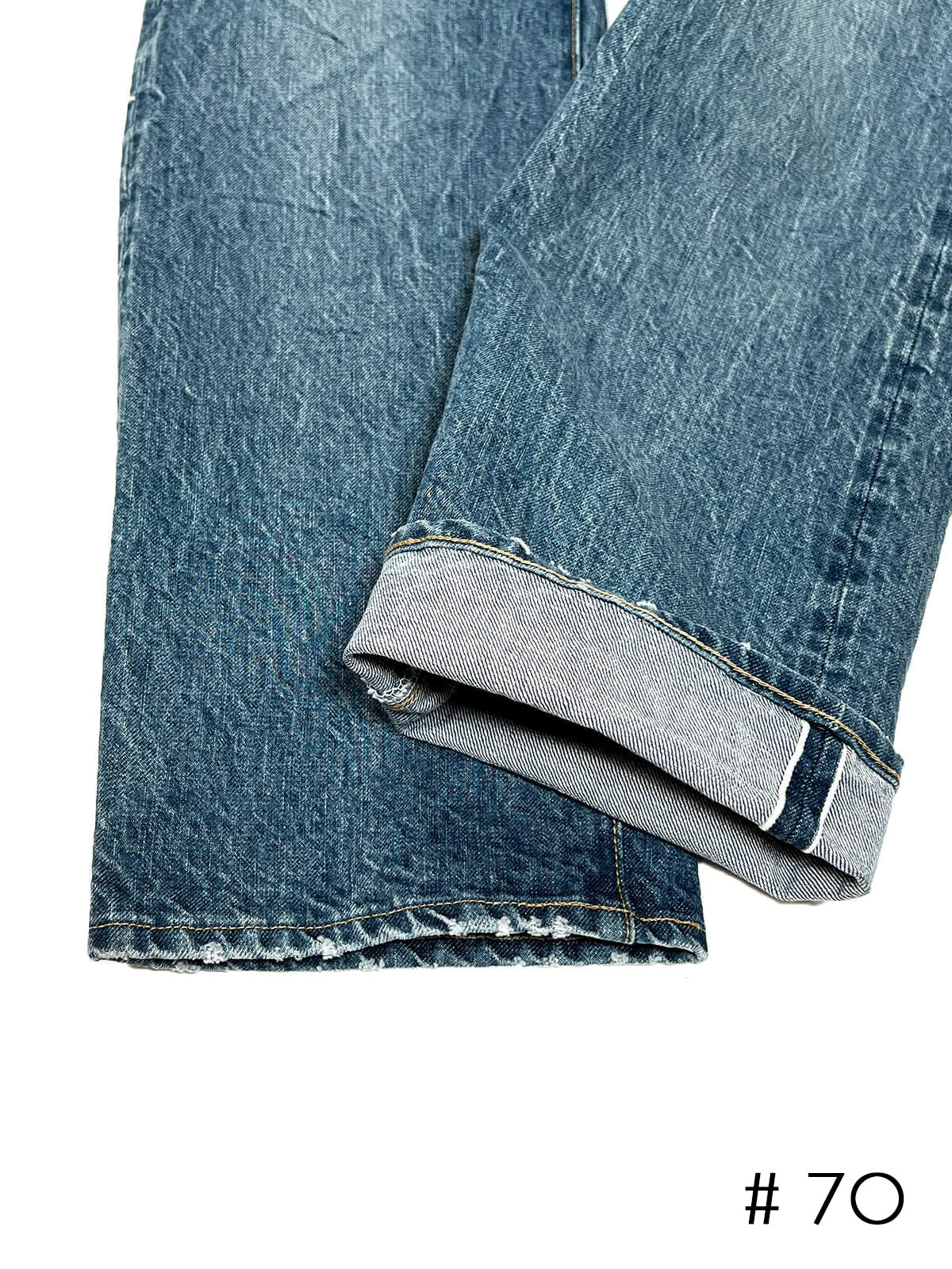 Tapered Five Pocket Hikohime Denim Cotton Pants Distressed