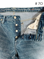 Tapered Five Pocket Hikohime Denim Cotton Pants Distressed